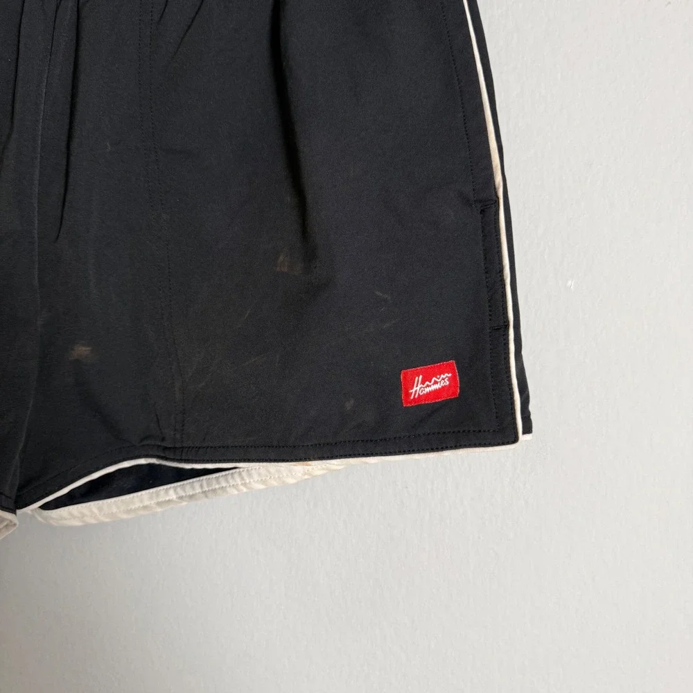 Hammies Santa Barbara Mens Black Retro Swim Trunks Shorts Size 34 Piping